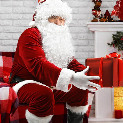 Disfraces de Navidad - Disfraz de Papá Noel para Hombres Mujeres Adultos - 9 piezas. Traje de traje de Papá Noel de lujo