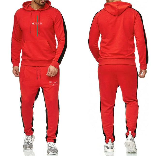 Conjunto de Sudadera con capucha y pantalones de chándal para hombre, ropa deportiva informal diaria, trajes de entrenamiento para correr, trajes masculinos, novedad de 2025