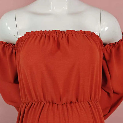 Vestido de sesión de fotos de maternidad: vestido sexy con hombros descubiertos, mangas abullonadas juguetonas y ropa con abertura para piernas para fotografía de mujeres embarazadas