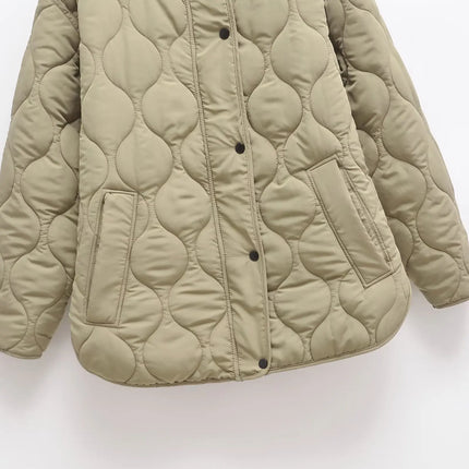 Otoño e Invierno nueva chaqueta holgada acolchada de algodón de manga larga con capucha y cordón para mujer