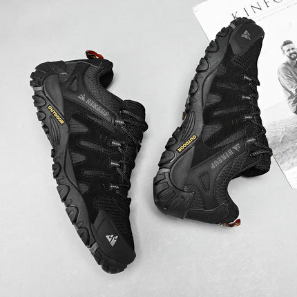 Zapatos de senderismo HIKEUP para hombre, zapatos de exterior de piel de ante, zapatillas tácticas resistentes al desgaste para senderismo, caminar y cazar