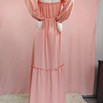 Vestido de sesión de fotos de maternidad: vestido sexy con hombros descubiertos, mangas abullonadas juguetonas y ropa con abertura para piernas para fotografía de mujeres embarazadas