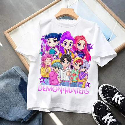 Kpop Demon Hunters-ropa para niños, camiseta de manga corta, camiseta Kpop Demon Hunters Tiger Harajuku, regalo para niños y niñas