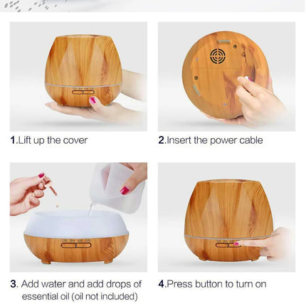 Difusor de aceites esenciales aromaterapia Humidificador de aire ultrasónico Control remoto automático Humidificador 300 500 1000ml