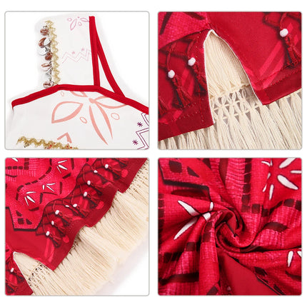 Traje para niñas, disfraz de Cosplay para niños, vestido de princesa para fiesta, vestido de playa informal de verano, conjunto de peluca y collar, vestidos de fiesta para niñas