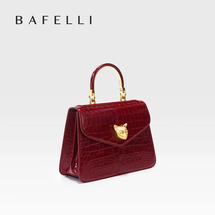2025 BAFELLI CAT NUEVO bolso de moda de cuero con patrón de crujido para mujer, elegante bolso de negocios para mujer, bolso OL de marca de lujo