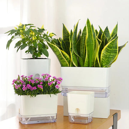 Nuevo Maceta de planta de autorriego, maceta de cuerda de algodón autoabsorbente de plástico magnético para maceta perezosa de dos pisos, suministros de jardín