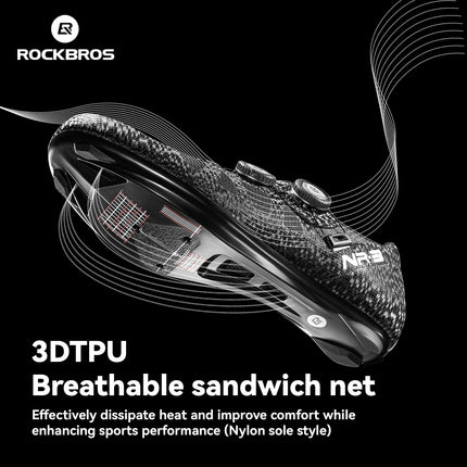 ROCKBROS Zapatos de ciclismo profesional con cierre de perilla autobloqueantes para bicicleta de carretera compatible con calas SPD calzado para ciclismo