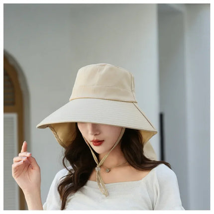 Sombrero de cubo para el sol al aire libre para mujeres y niñas, sombrero de pesca, sombrero de cubo de ala ancha con cubierta para el cuello, gorra de Safari con protección UPF 50+
