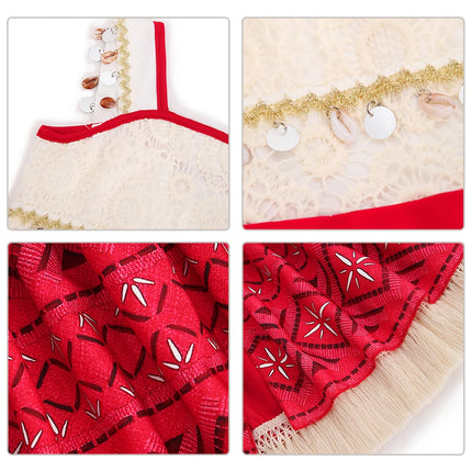 Traje para niñas, disfraz de Cosplay para niños, vestido de princesa para fiesta, vestido de playa informal de verano, conjunto de peluca y collar, vestidos de fiesta para niñas