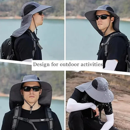 Gorro de pescador impermeable para verano, gorro con protección solar para senderismo al aire libre, pesca, ciclismo, alero grande, protección para el cuello, 1/2/4 Uds.