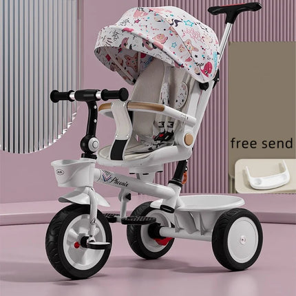 Trciclos de bebé, cochecito triciclo multifuncional 4 en 1 de alta calidad para niños de 2 a 4 años, regalos gratis para usted
