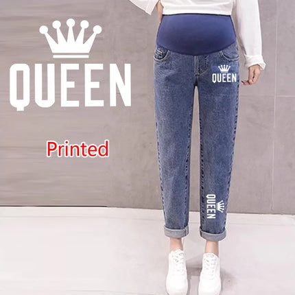 Pantalones abdominales para embarazo, pantalones vaqueros para novio, pantalones de maternidad para mujeres embarazadas, ropa, pantalones de cintura alta, pantalones vaqueros sueltos