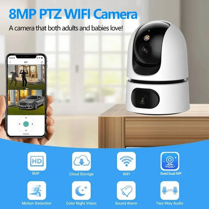 Cámara IP WiFi 4K con Zoom 10X, lente Dual, seguimiento automático para el hogar inteligente, cámara CCTV, cámara de vigilancia inalámbrica, cámara de seguridad para Monitor de bebé