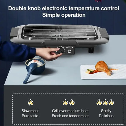 Parrilla eléctrica para barbacoa, parrilla para el hogar, parrilla portátil sin humo para barbacoa, sartén antiadherente para carne a la parrilla, utensilios de cocina
