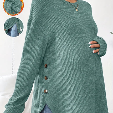 Ropa de maternidad Premama Blusa de manga larga Otoño Invierno suelta mujeres embarazadas suéter con cuello redondo camisetas sudadera pulóver Tops