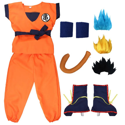 Disfraces de Anime Son Goku para niños, ropa de entrenamiento Krillin, trajes de superhéroe con peluca Super Saiyan, disfraz de fiesta de cómic Con