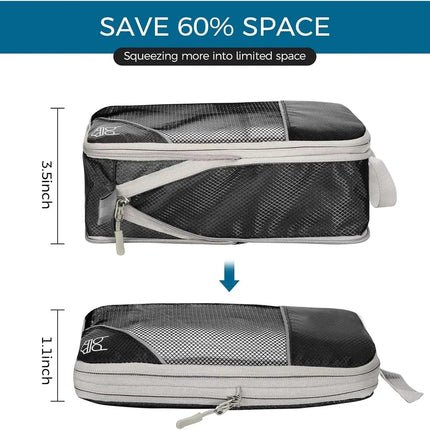 Juego de organizador de almacenamiento de cubos de embalaje comprimidos de viaje, 6 uds., con bolsa para zapatos, equipaje Visual de malla, bolsa de maleta ligera portátil
