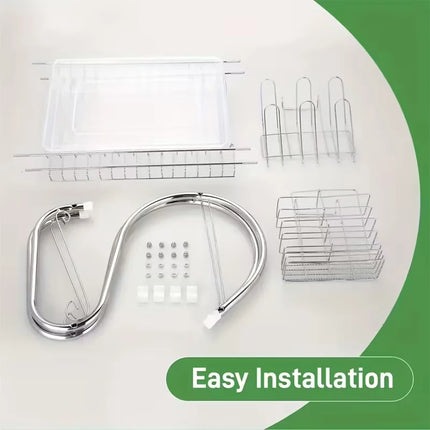 Heavy Duty 2-Layer S-Shaped Stainless Steel Dish Dryer, with Cup-Shaped Drain, Space-Saving Curved Design and Top and Bottom Countertop, Dishwasher Safe, Anti-Rust, Easy to Clean (40X25X36Cm)