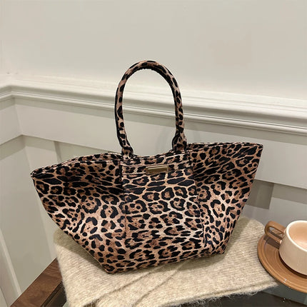 Bolso de mano con alas de leopardo para mujer, bolsa grande de hombro con axila de lujo, tendencia de gran capacidad, ocio, desplazamientos, 2025
