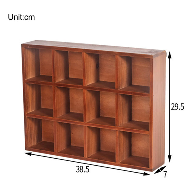 Estante de Pared de Madera con 16 Rejillas – Organizador Decorativo para Hogar, Dormitorio o Lavandería