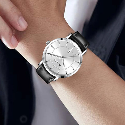 Relojes LIGE Sunkta ultrafinos para hombre, reloj de pulsera informal de moda de negocios Retro, reloj de cuarzo Simple con fecha de cuero resistente al agua para hombre