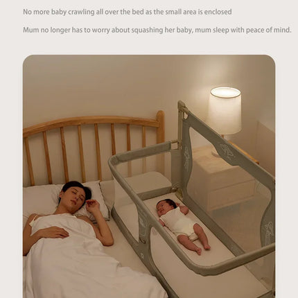 Cama de cuna plegable de doble uso para niños pequeños, cuna para dormir, barandilla para bebé, protección de seguridad, cunas de cabecera fáciles de instalar
