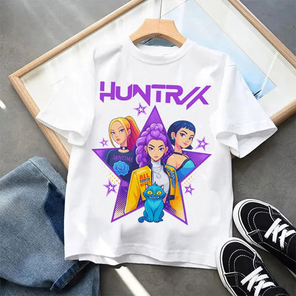 Kpop Demon Hunters-ropa para niños, camiseta de manga corta, camiseta Kpop Demon Hunters Tiger Harajuku, regalo para niños y niñas