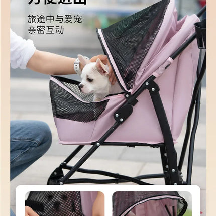 Cochecito para perros y gatos, cochecito de bebé de peluche para perros y gatos, ligero y plegable para perros pequeños al salir