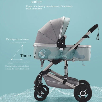 Cochecito de bebé multifuncional para recién nacido, cochecito de paisaje alto, cochecito de bebé 4 en 1 de doble cara con base de asiento de coche ISOFIX 739