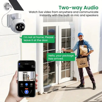 Cámara Solar Inalámbrica al Aire Libre WIFI 4MP: Batería Integrada, Cámara de Seguridad de Video CCTV con Larga Duración en Modo de Espera y Vigilancia de Energía Solar