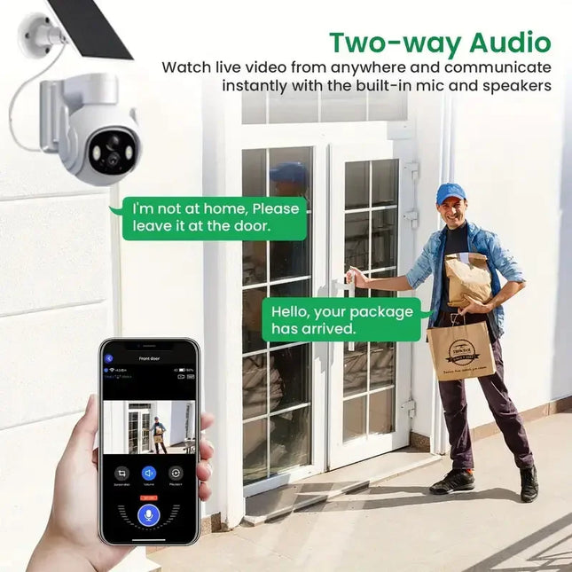 Cámara Solar Inalámbrica al Aire Libre WIFI 4MP: Batería Integrada, Cámara de Seguridad de Video CCTV con Larga Duración en Modo de Espera y Vigilancia de Energía Solar