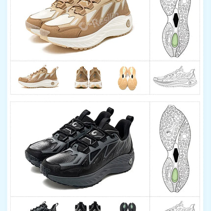 ONEMIX, zapatillas para correr de montaña para hombre, zapatillas de deporte de cuero antideslizantes usables, zapatillas deportivas estables todoterreno, zapatillas para caminar al aire libre