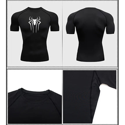Camiseta de compresión de manga corta para hombre, ropa deportiva para correr, gimnasio, elástica, de secado rápido, 2024