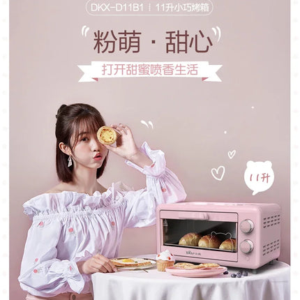 Mini Horno Eléctrico Little Bear DKX-D11B – 11L, Tostadora para Hogar, Color Rosa | Electrodoméstico de Cocina Compacto