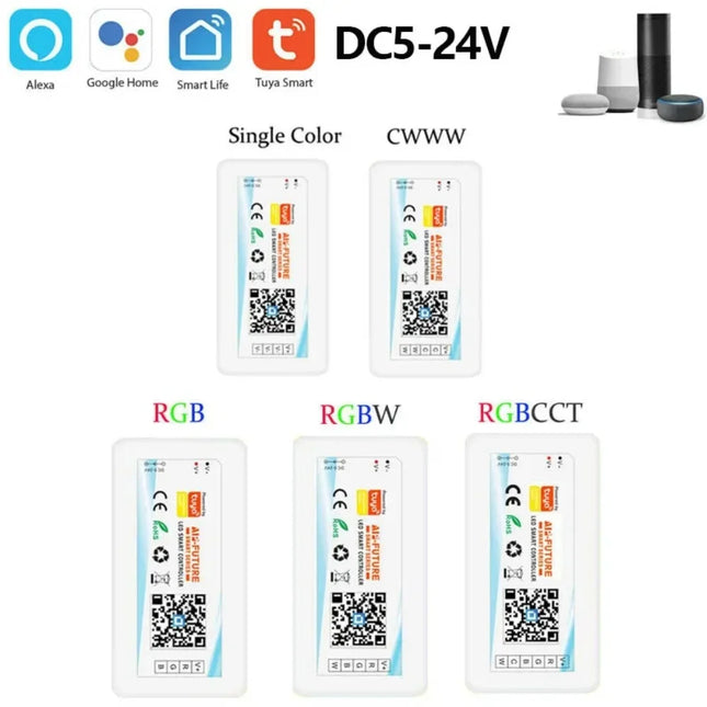 Controlador LED Tuya WiFi 12-24V – Compatible con Alexa y Google Assistant