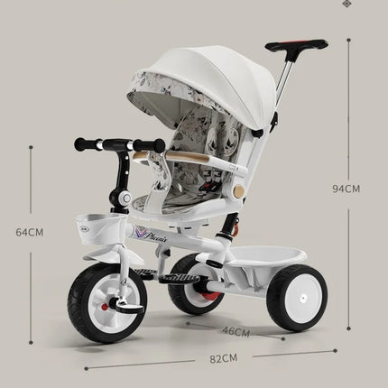 Trciclos de bebé, cochecito triciclo multifuncional 4 en 1 de alta calidad para niños de 2 a 4 años, regalos gratis para usted