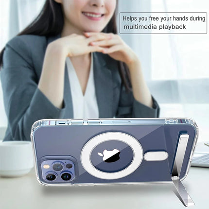 Funda de teléfono magnética transparente con soporte para iPhone 17 Pro Max Air 13 12 Mini 16 15 14 11 fundas con soporte transparente