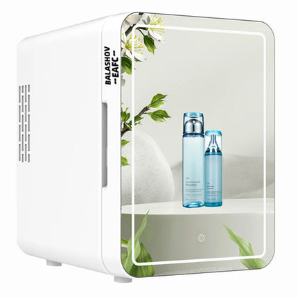 Mini refrigerador de maquillaje de 4L con espejo de luz LED, refrigerador portátil de almacenamiento de cosméticos, refrigerador fresco para el hogar y el coche de doble uso