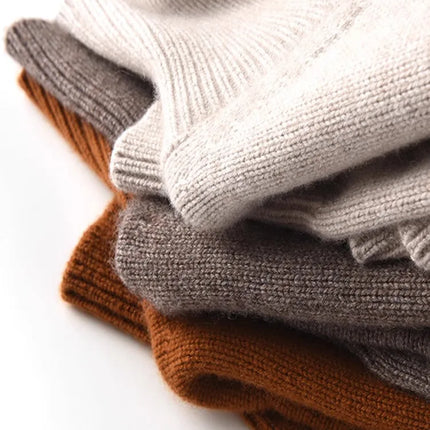 Otoño e Invierno nuevo 100% suéter de cachemira pura suéter de cuello alto grueso para mujer suéter de punto suelto