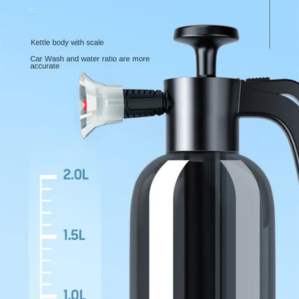 Pulverizador de espuma con bomba de mano, Cañón de espuma neumático de mano, botella de Spray de lavado de coches, limpieza de ventanas de automóviles, 3 tipos de boquilla, 2L