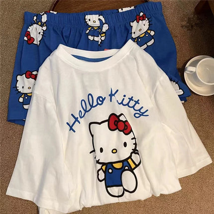 Pijamas de Hello Kitty para Mujer – Conjunto de Ropa de Hogar de Manga Corta