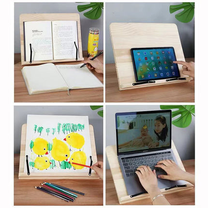 Bandeja de Soporte de Libros Ajustable y Portátil – Clips de Página para Lectura y Cocina