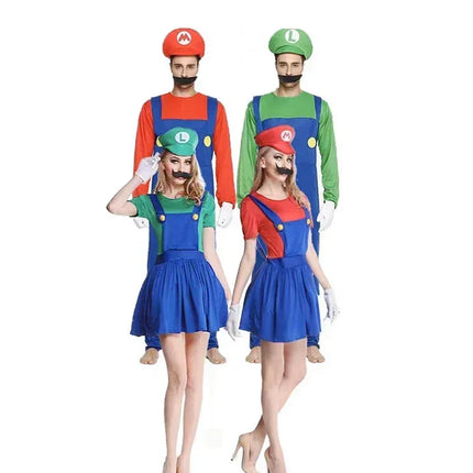 Juego Marios Super Luigi hermanos uniforme conjunto disfraces Cosplay Anime divertido adultos hombres mono mujer vestido disfraz de Halloween