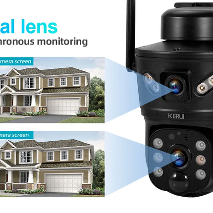 KERUI-cámara Solar impermeable para exteriores, 6MP, 4G, SIM, WIFI, lente Dual, Panel Solar, seguridad del hogar, vídeo CCTV, vigilancia V380pro