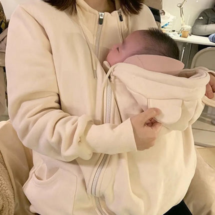 Ropa de maternidad portabebés sudaderas con capucha chaqueta abrigos Otoño Invierno prendas de vestir exteriores de lana mamá canguro abrigos con capucha ropa de embarazo