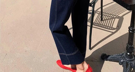 Nuevo artículo novedoso de moda coreana, pantalones vaqueros recortados elásticos de maternidad de mezclilla azul profundo, pantalones de verano y otoño para mujeres embarazadas