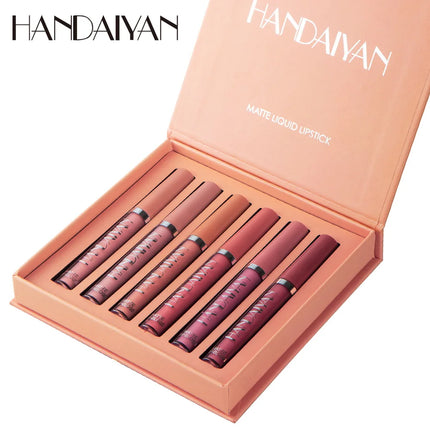 HANDAIYAN 6 uds juego de pintalabios maquillaje para mujeres taza antiadherente impermeable cosméticos de larga duración maquillaje coreano lápiz labial mate
