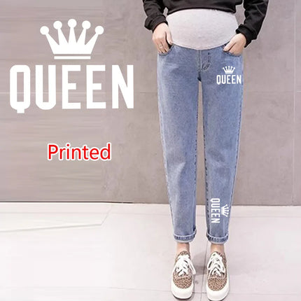 Pantalones abdominales para embarazo, pantalones vaqueros para novio, pantalones de maternidad para mujeres embarazadas, ropa, pantalones de cintura alta, pantalones vaqueros sueltos