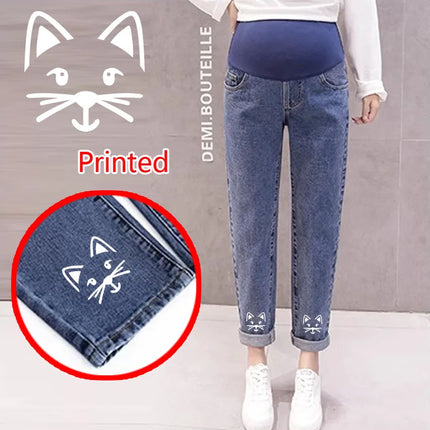 Pantalones abdominales para embarazo, pantalones vaqueros para novio, pantalones de maternidad para mujeres embarazadas, ropa, pantalones de cintura alta, pantalones vaqueros sueltos